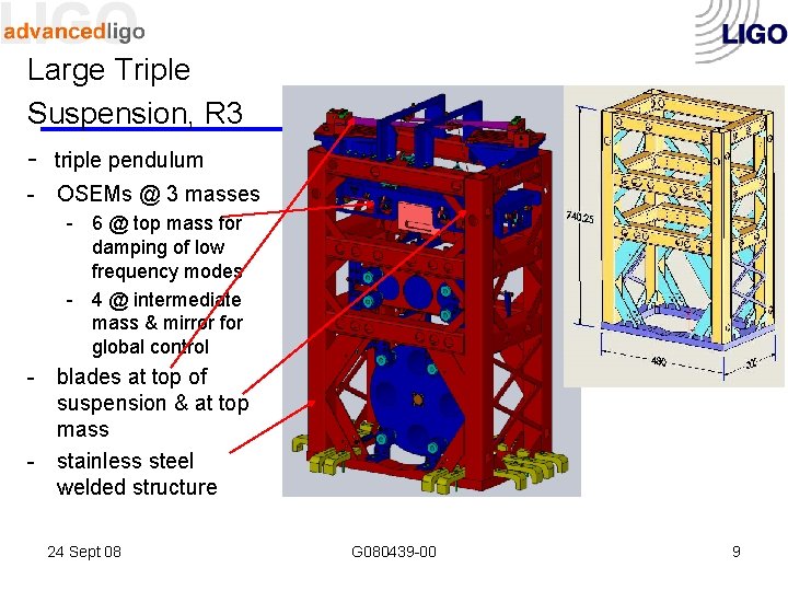 Large Triple Suspension, R 3 - triple pendulum - OSEMs @ 3 masses -