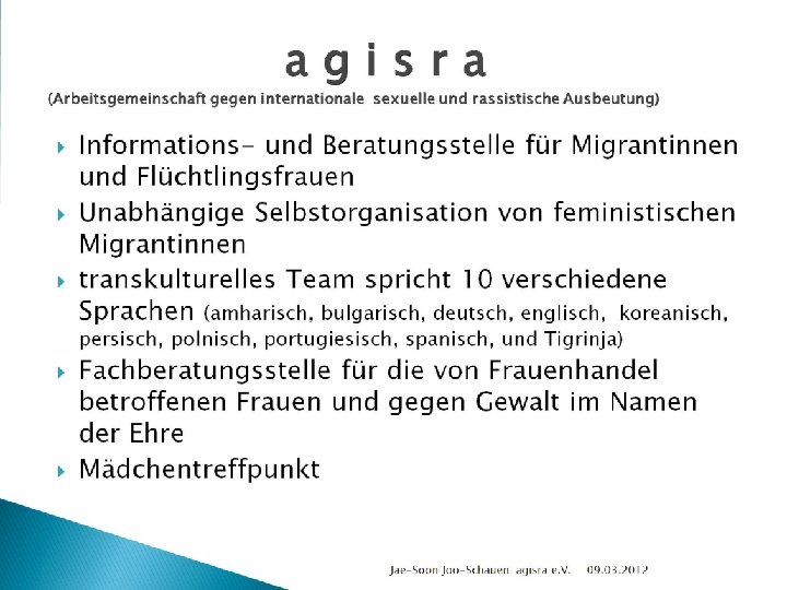 agisra (Arbeitsgemeinschaft gegen internationale sexuelle und rassistische Ausbeutung) 