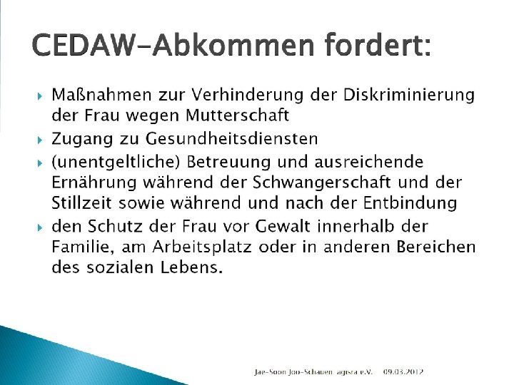 CEDAW-Abkommen fordert: 