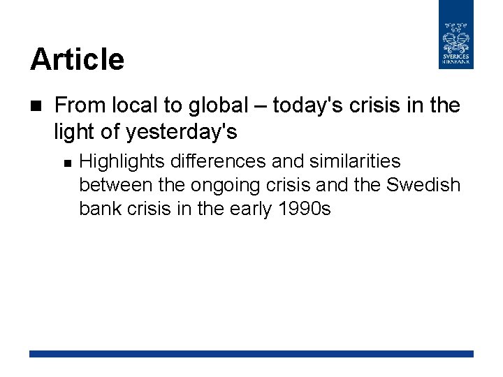 Article n From local to global – today's crisis in the light of yesterday's