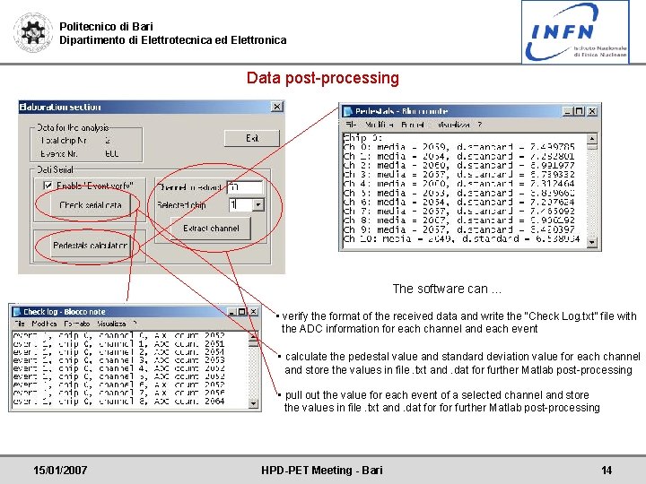 Politecnico di Bari Dipartimento di Elettrotecnica ed Elettronica Data post-processing The software can …