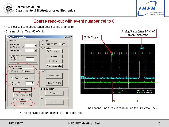 Politecnico di Bari Dipartimento di Elettrotecnica ed Elettronica Sparse read-out with event number set