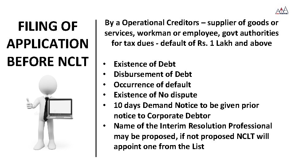 FILING OF APPLICATION BEFORE NCLT By a Operational Creditors – supplier of goods or