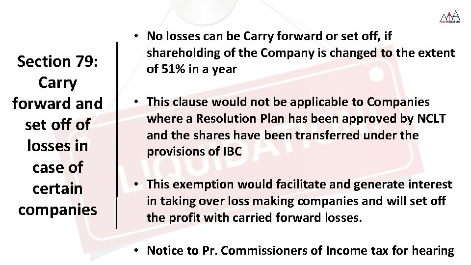 Section 79: Carry forward and set off of losses in case of certain companies