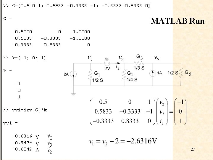 MATLAB Run v 1 V V A v 2 v 3 i 2 v MATLAB Run v 1 V V A v 2 v 3 i 2 v