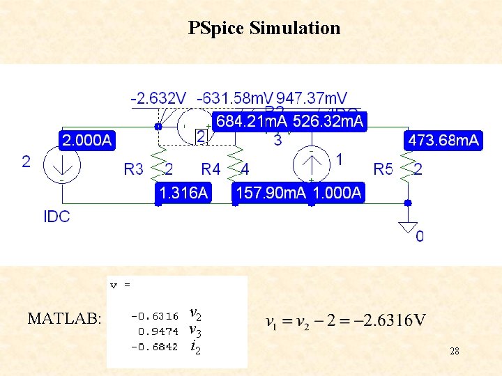 PSpice Simulation MATLAB: v 2 v 3 i 2 28 PSpice Simulation MATLAB: v 2 v 3 i 2 28