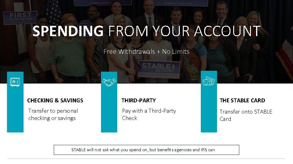 SPENDING FROM YOUR ACCOUNT Free Withdrawals + No Limits CHECKING & SAVINGS THIRD-PARTY THE