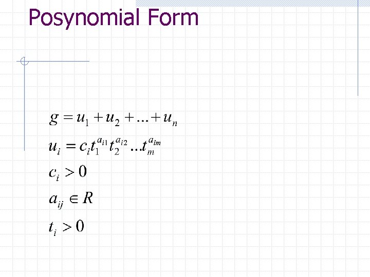 Posynomial Form 