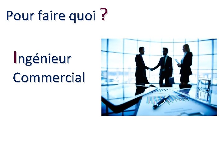 Pour faire quoi ? Ingénieur Commercial 