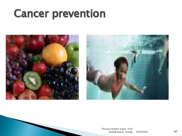 Cancer prevention Pioneer lecture Iseyin- Prof Abdulkareem, Unilag 12/27/2021 67 