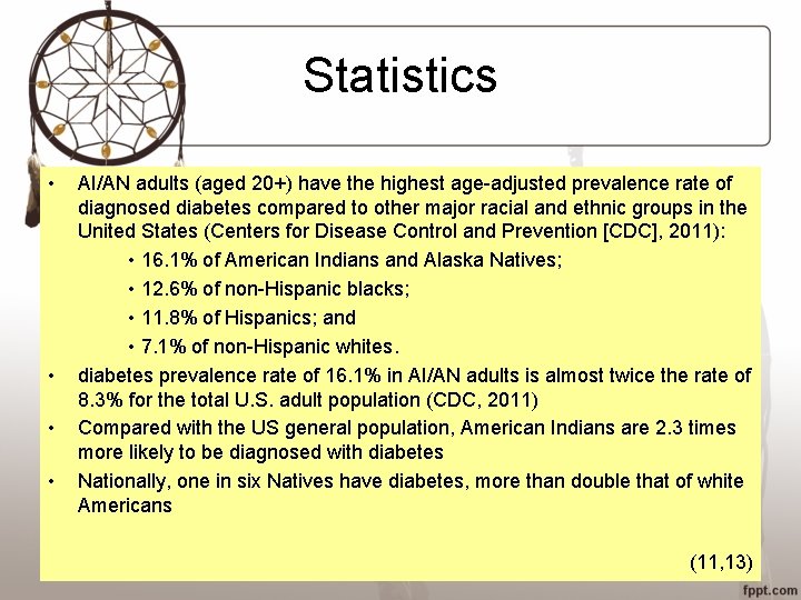 Statistics • • AI/AN adults (aged 20+) have the highest age-adjusted prevalence rate of