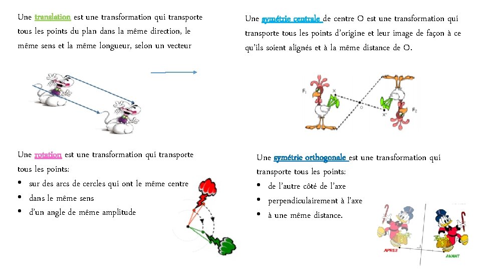 Une translation est une transformation qui transporte tous les points du plan dans la