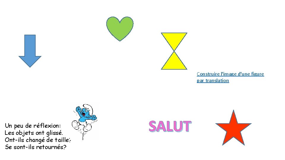 Construire l'image d'une figure par translation Un peu de réflexion: Les objets ont glissé.