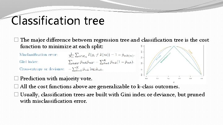 Classification tree � The major difference between regression tree and classification tree is the Classification tree � The major difference between regression tree and classification tree is the