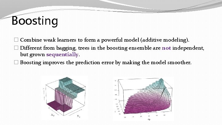 Boosting � Combine weak learners to form a powerful model (additive modeling). � Different Boosting � Combine weak learners to form a powerful model (additive modeling). � Different