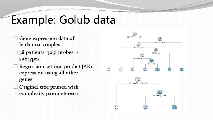 Example: Golub data � Gene expression data of leukemia samples � 38 patients, 3051 Example: Golub data � Gene expression data of leukemia samples � 38 patients, 3051