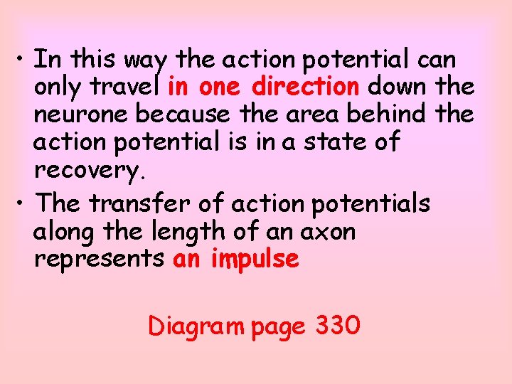  • In this way the action potential can only travel in one direction