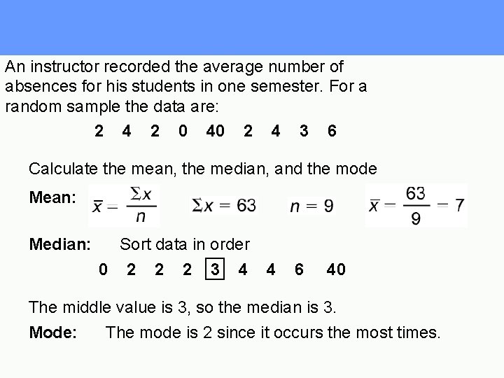 An instructor recorded the average number of absences for his students in one semester.