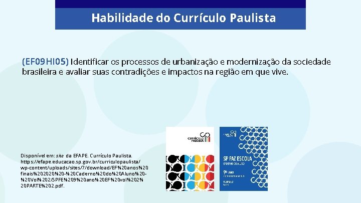 Habilidade do Currículo Paulista (EF 09 HI 05) Identificar os processos de urbanização e