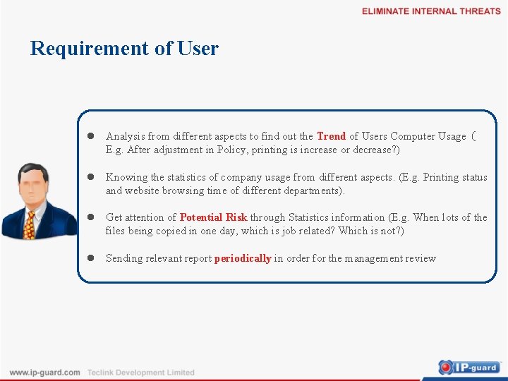 Requirement of User l Analysis from different aspects to find out the Trend of