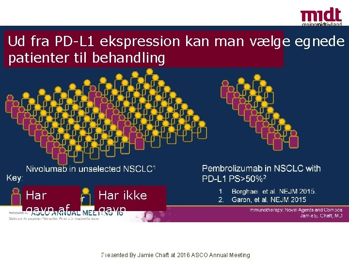 Ud fra PD-L 1 ekspression kan man vælge egnede patienter til behandling PD-L 1