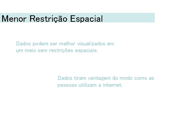 Menor Restrição Espacial Dados podem ser melhor visualizados em um meio sem restrições espaciais.