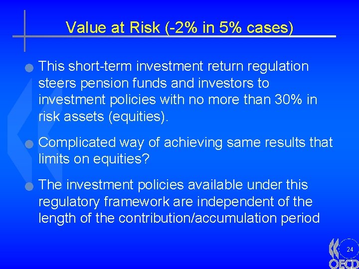 Value at Risk (-2% in 5% cases) n n n This short-term investment return