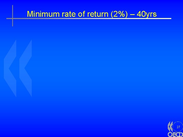 Minimum rate of return (2%) – 40 yrs 27 