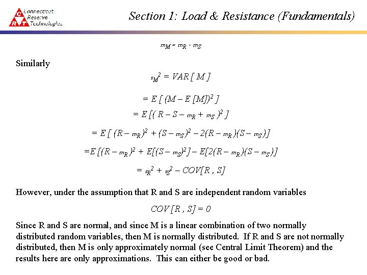 Section 1: Load & Resistance (Fundamentals) m. M = m. R - m. S