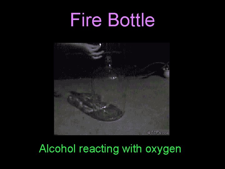 Fire Bottle Alcohol reacting with oxygen 