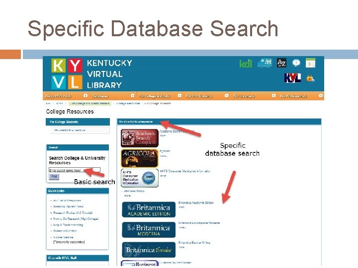 Specific Database Search 