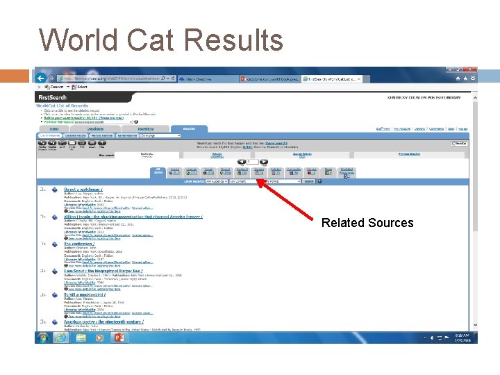 World Cat Results Related Sources 