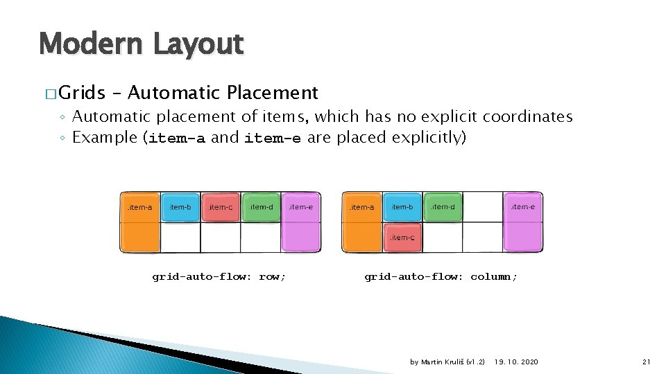 Modern Layout � Grids – Automatic Placement ◦ Automatic placement of items, which has