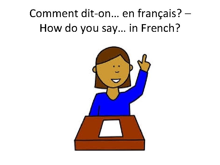 Comment dit-on… en français? – How do you say… in French? 