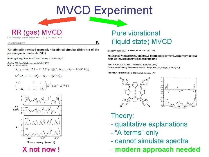 MVCD Experiment RR (gas) MVCD X not now ! Pure vibrational (liquid state) MVCD