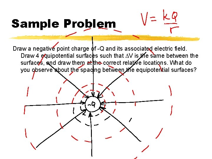 Sample Problem Draw a negative point charge of -Q and its associated electric field.