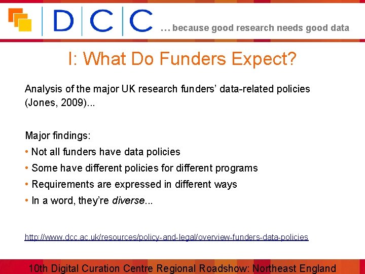 … because good research needs good data I: What Do Funders Expect? Analysis of