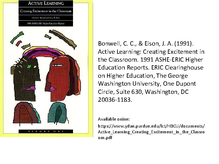 Bonwell, C. C. , & Eison, J. A. (1991). Active Learning: Creating Excitement in