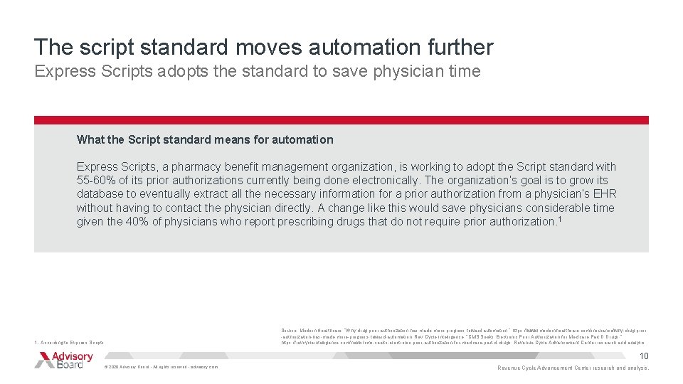 The script standard moves automation further Express Scripts adopts the standard to save physician