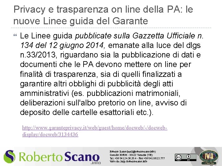 Privacy e trasparenza on line della PA: le nuove Linee guida del Garante Le