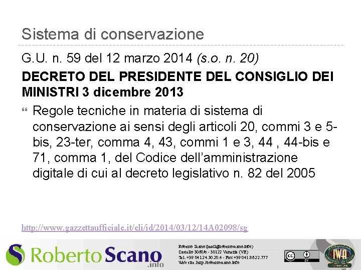 Sistema di conservazione G. U. n. 59 del 12 marzo 2014 (s. o. n.