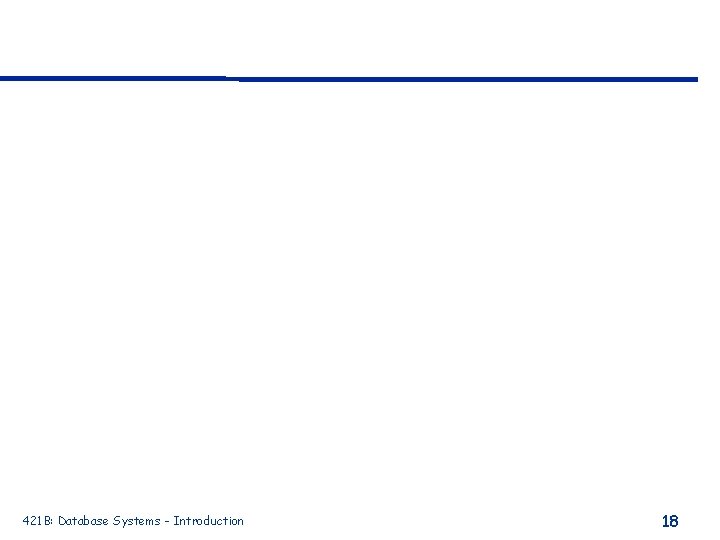 421 B: Database Systems - Introduction 18 