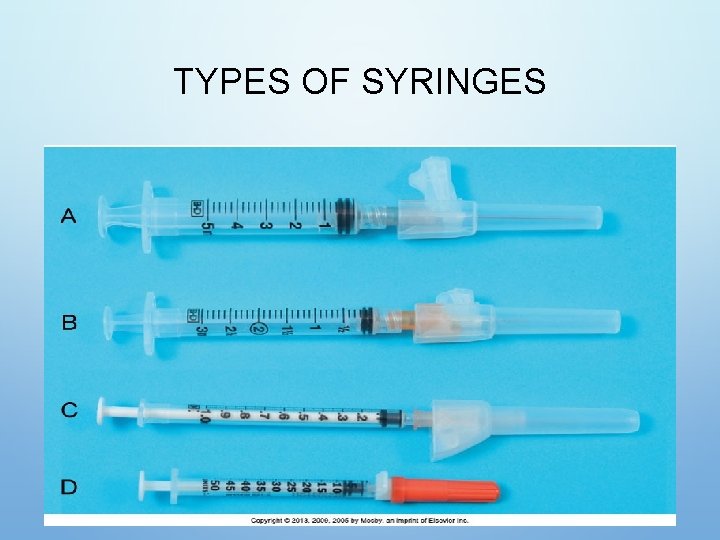 TYPES OF SYRINGES TYPES OF SYRINGES