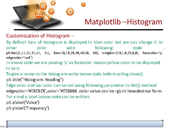 Matplotlib –Histogram Customization of Histogram – By default bars of histogram is displayed in
