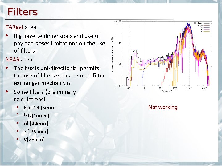 Filters TARget area • Big navette dimensions and useful payload poses limitations on the