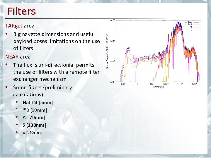 Filters TARget area • Big navette dimensions and useful payload poses limitations on the