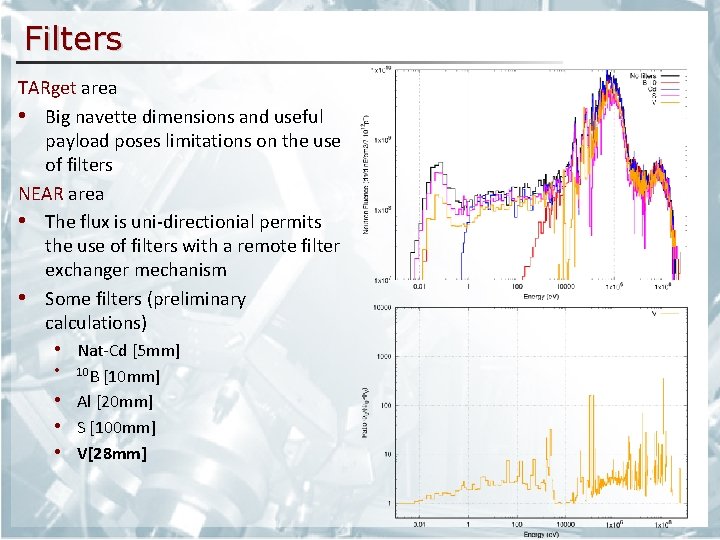 Filters TARget area • Big navette dimensions and useful payload poses limitations on the