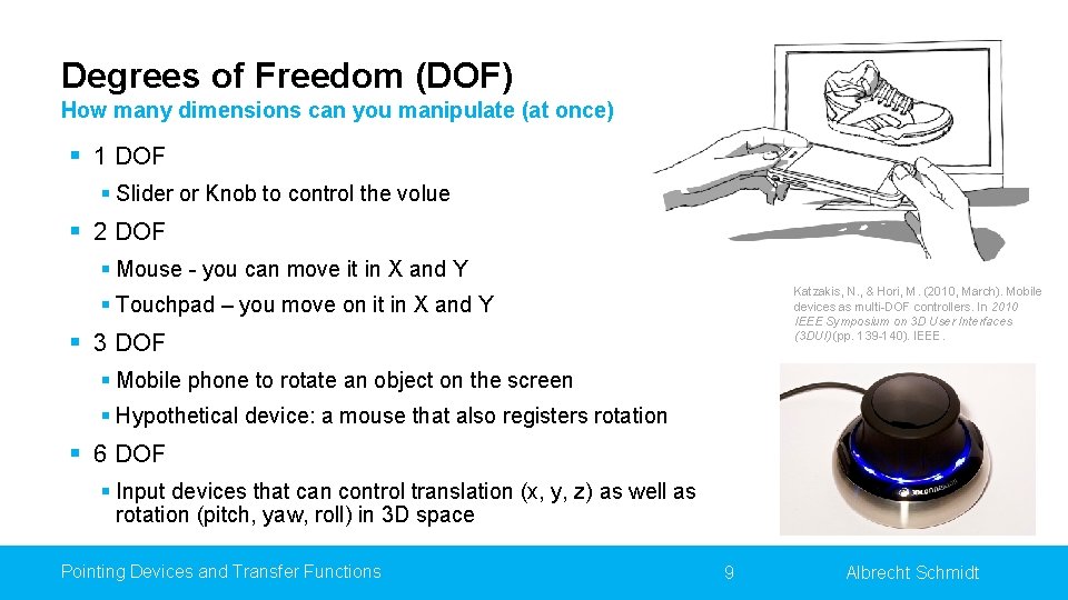 Degrees of Freedom (DOF) How many dimensions can you manipulate (at once) § 1