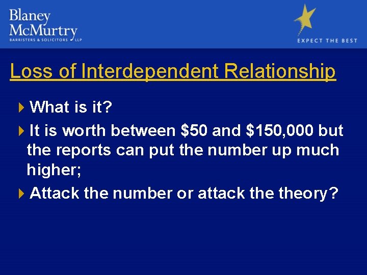 Loss of Interdependent Relationship 4 What is it? 4 It is worth between $50