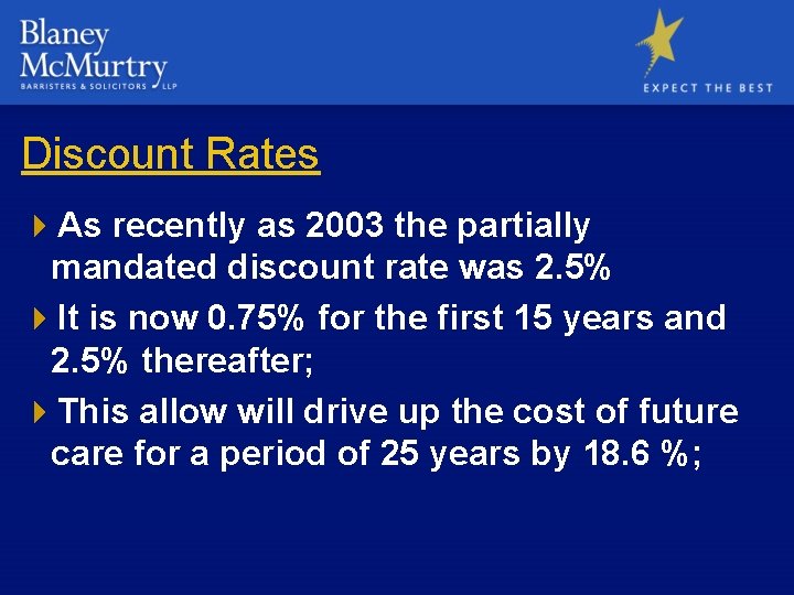 Discount Rates 4 As recently as 2003 the partially mandated discount rate was 2.